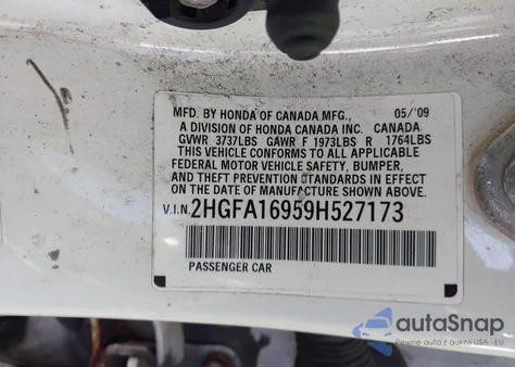 2009 Honda Civic Exl from USA, damaged, VIN 2HGFA16959H527173